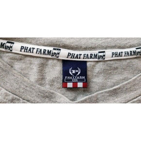 Vintage Phat Farm XXXL Long Sleeve Graphic Tee Y2K Gray Red - Picture 3 of 7